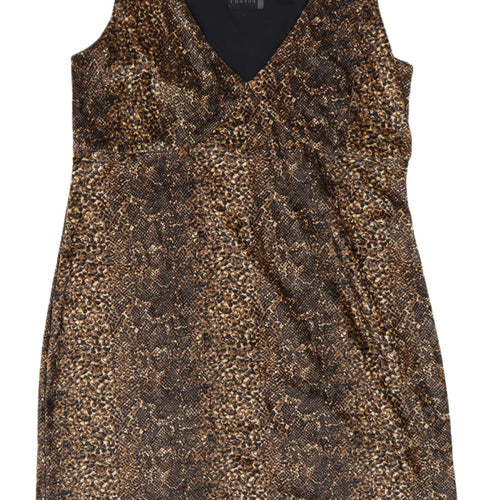 Fransa Women’s Brown Animal Print Slip Dress L