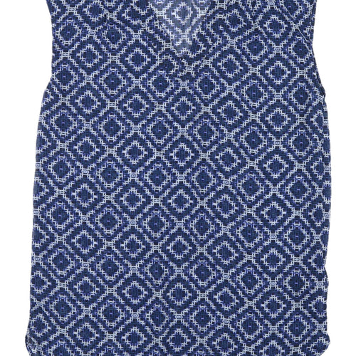 H&M Women's Blue Geometric Shift Dress Size 8