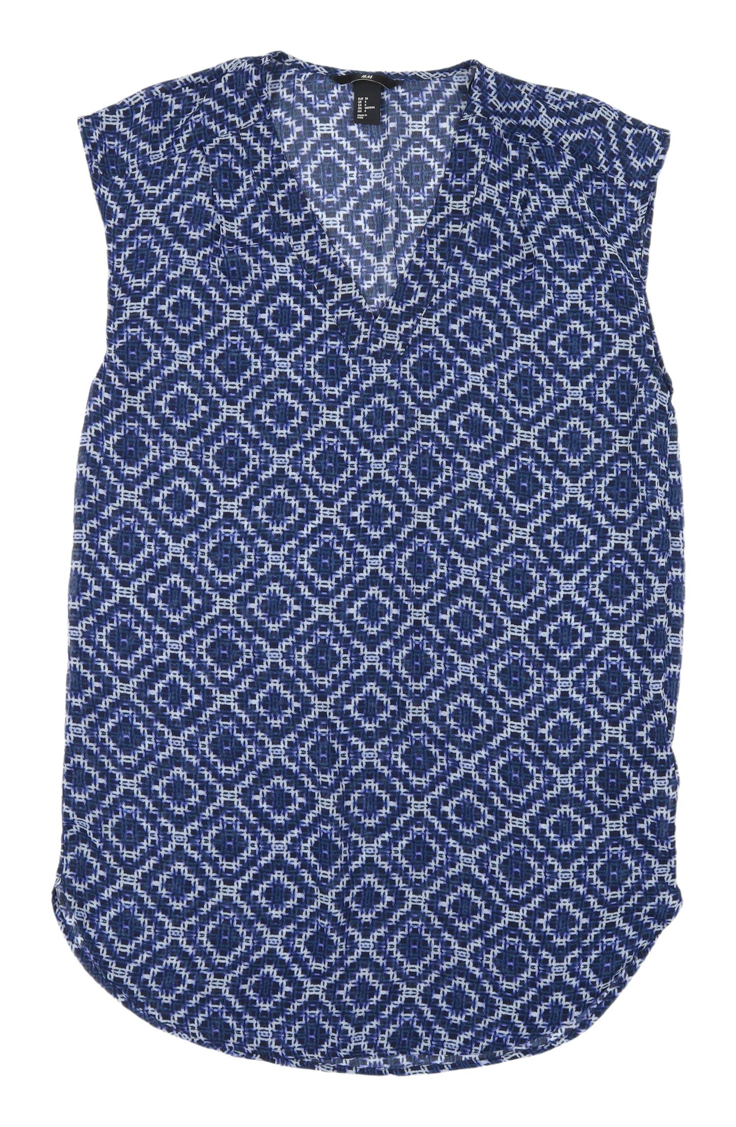 H&M Women's Blue Geometric Shift Dress Size 8