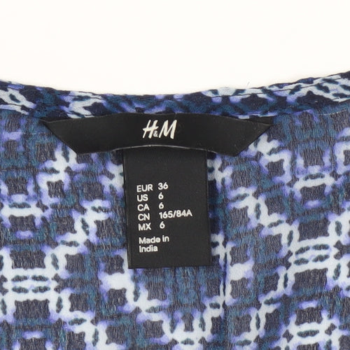 H&M Women's Blue Geometric Shift Dress Size 8