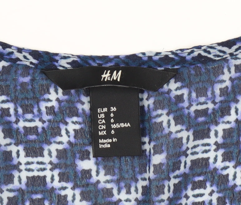 H&M Women's Blue Geometric Shift Dress Size 8