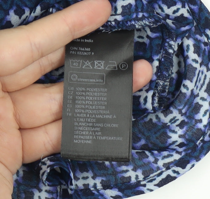 H&M Women's Blue Geometric Shift Dress Size 8