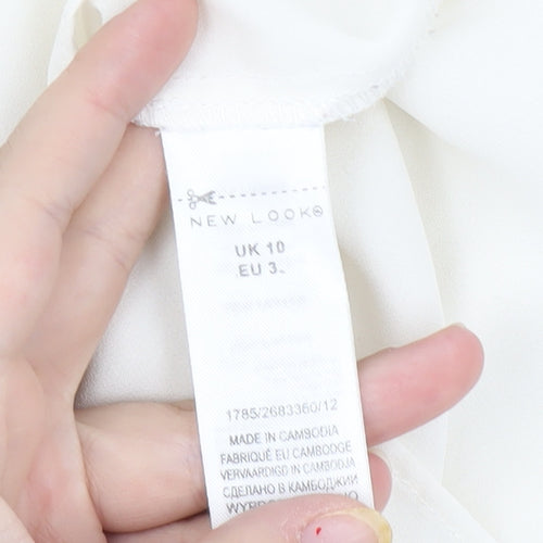 New Look Women's White Sleeveless Blouse - Size 10