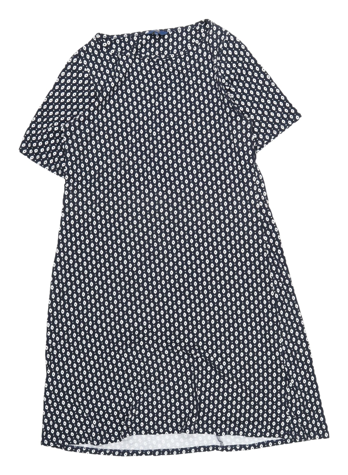 Cotton Traders Blue Geometric Shift Dress Size 12