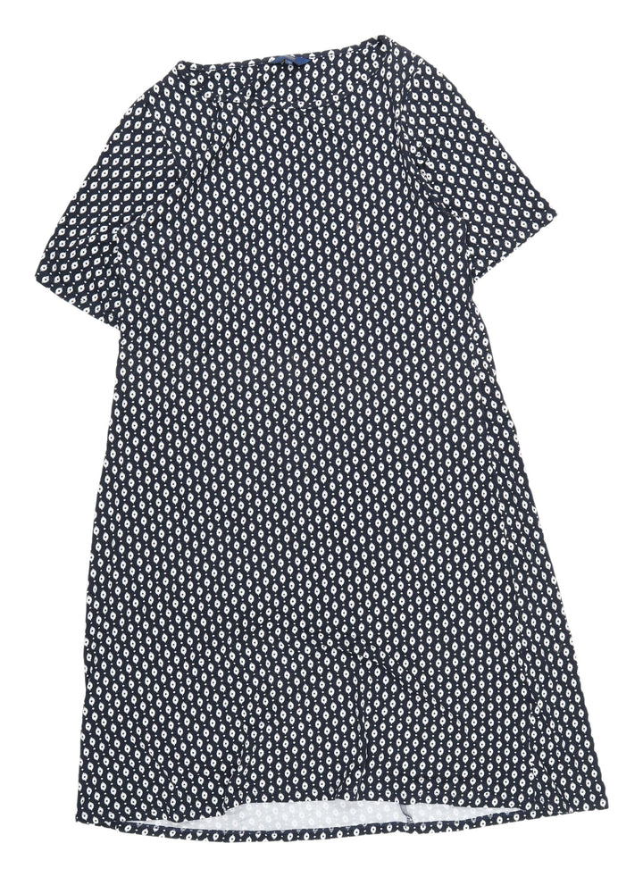 Cotton Traders Blue Geometric Shift Dress Size 12