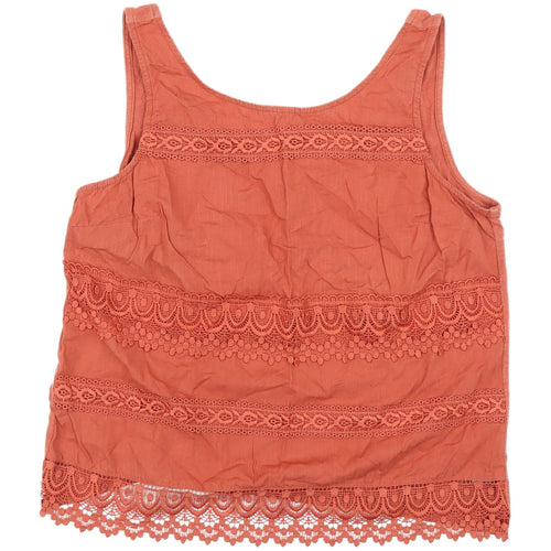 Next Women's Orange Cotton Lace Camisole - Size 12