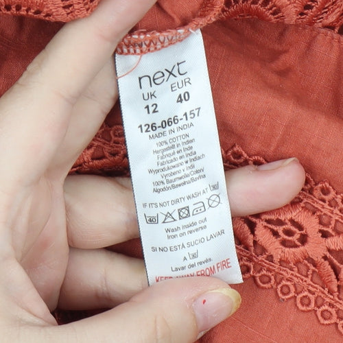Next Women's Orange Cotton Lace Camisole - Size 12