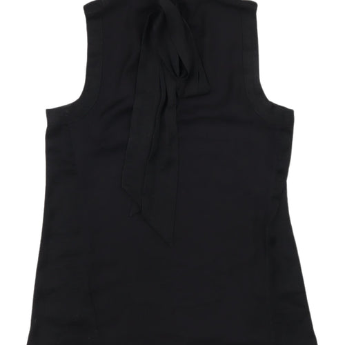 H&M Women's Black Sleeveless Tie Neck Blouse, Size 6