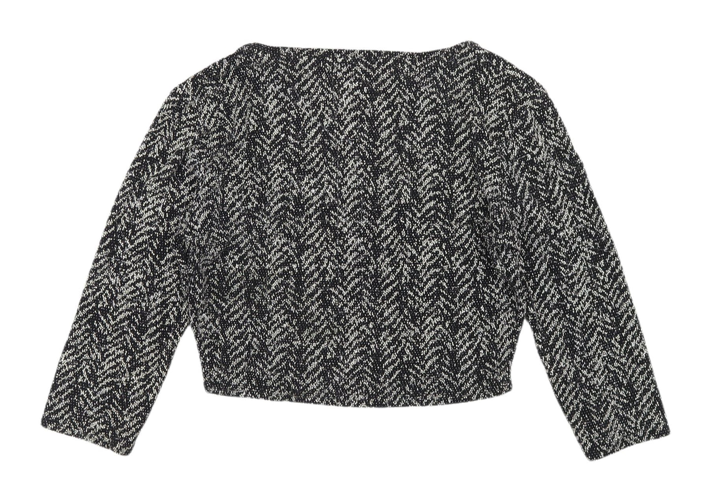 Luna Love Black Cropped Herringbone Blouse Size 10 Women