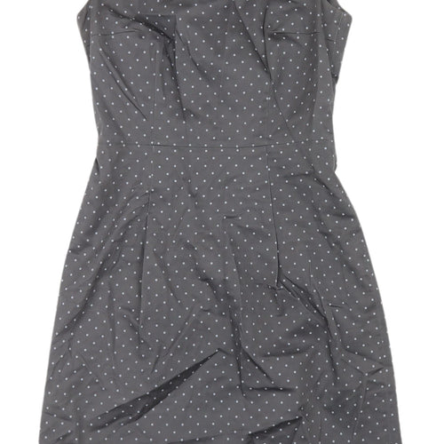 H&M Women's Grey Polka Dot Sheath Dress, Size 6