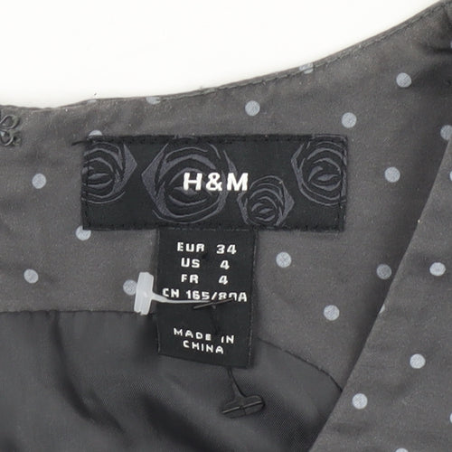 H&M Women's Grey Polka Dot Sheath Dress, Size 6