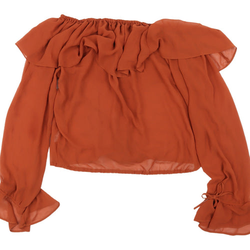 Topshop Women's Orange Off Shoulder Wrap Blouse UK 10