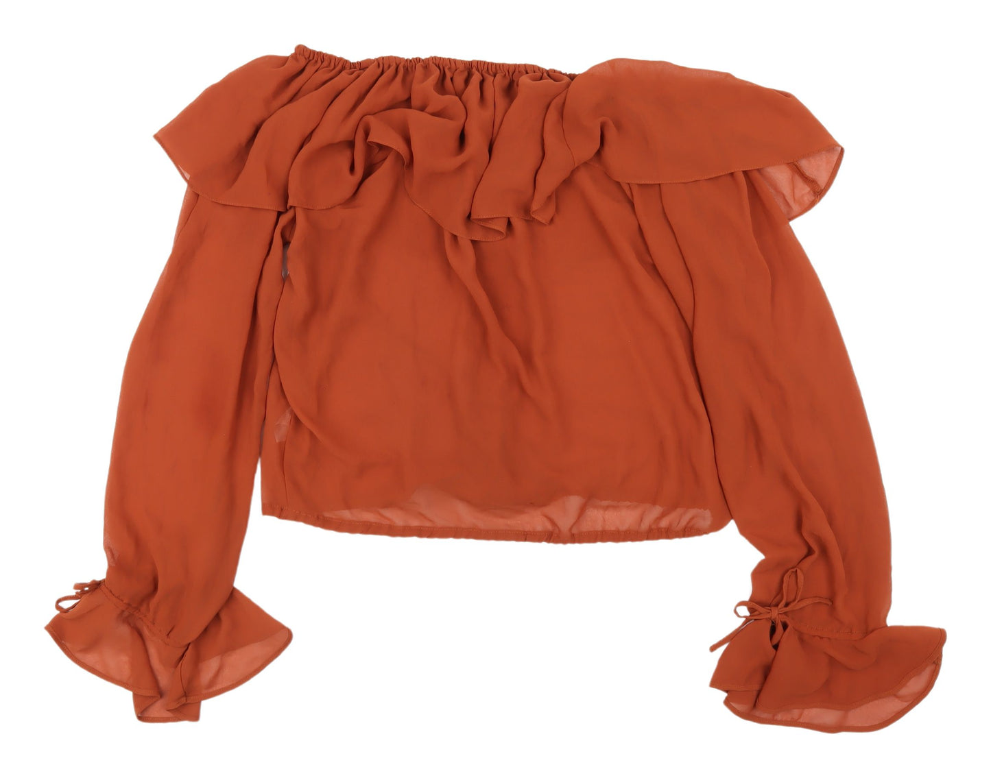 Topshop Women's Orange Off Shoulder Wrap Blouse UK 10