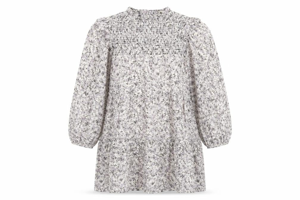 Front view of Miss Selfridge Women's Shift Dress Grey Floral, size 8