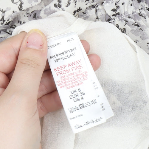 Miss Selfridge Women's Shift Dress Grey Floral Size 8