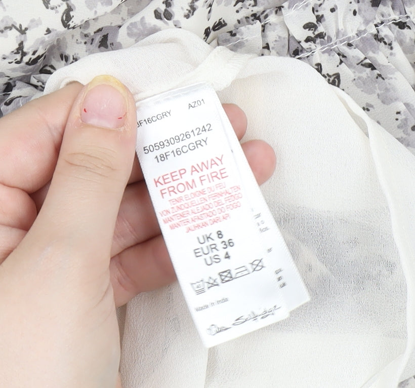 Miss Selfridge Women's Shift Dress Grey Floral Size 8