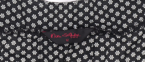Miss Selfridge Black Floral Dress Size 12 Women