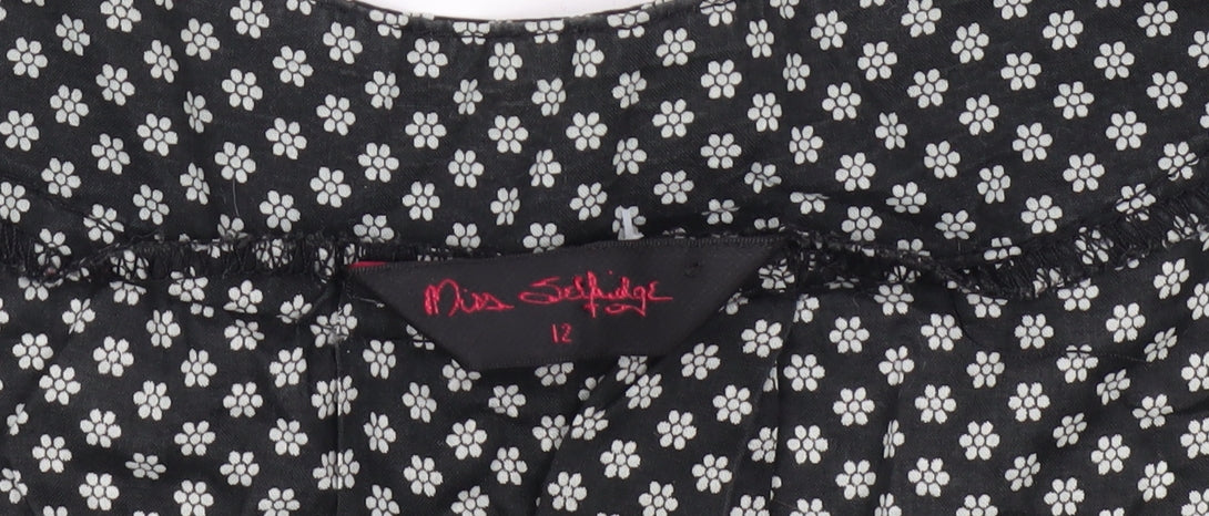 Miss Selfridge Black Floral Dress Size 12 Women