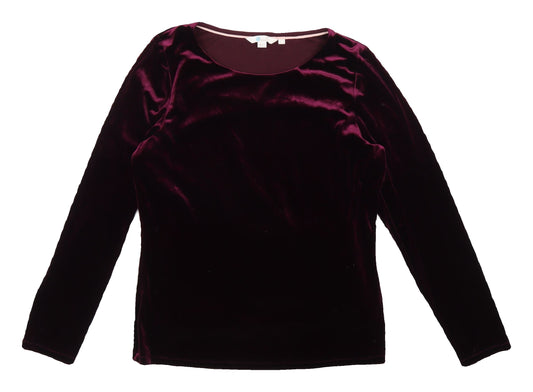 Boden Women's Purple Velour Long Sleeve Top - Size 16