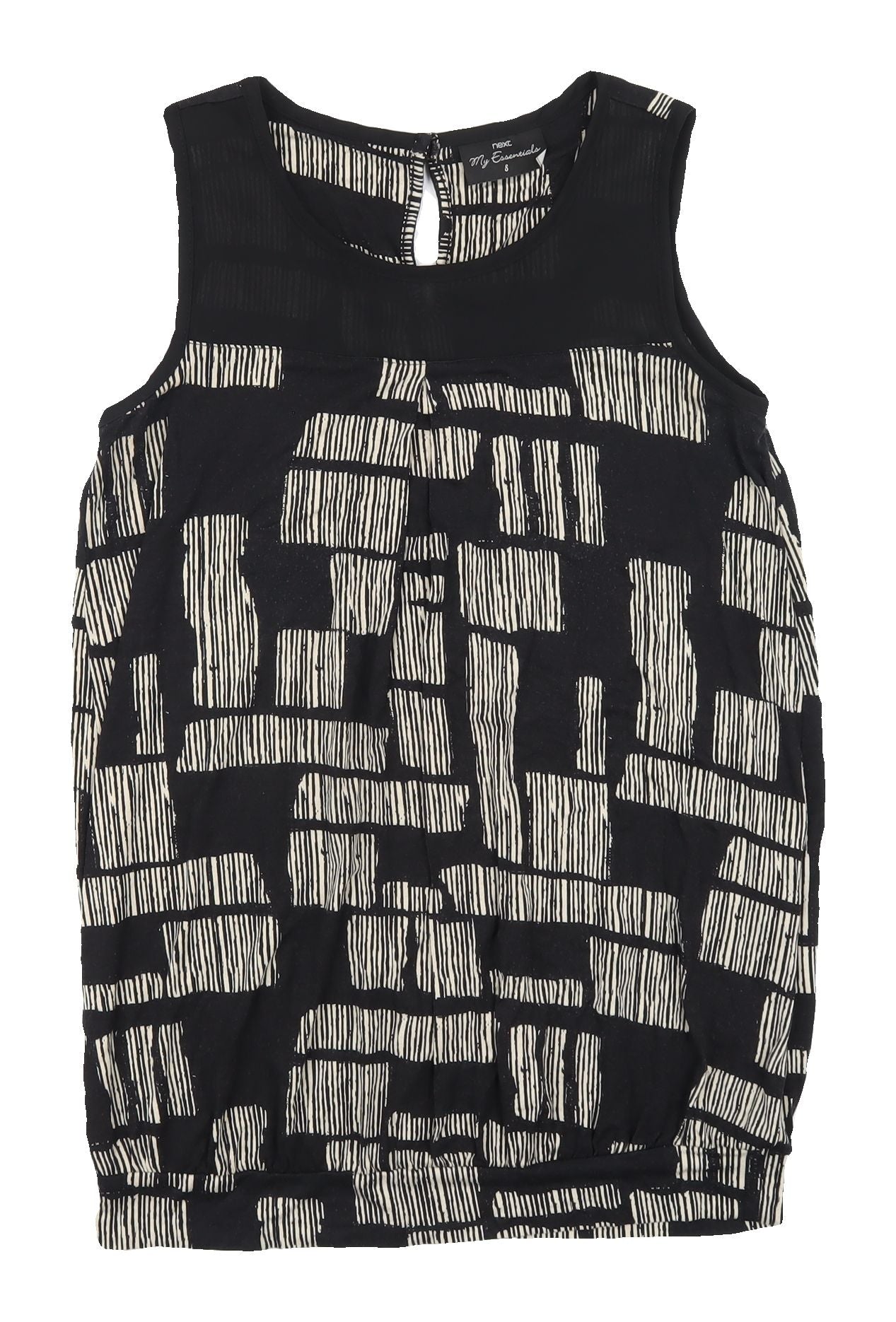 Next Women's Black Geometric Tank Top Size 8 Regular