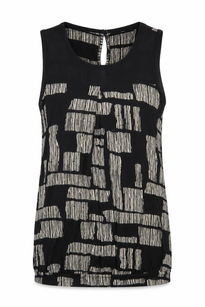 Front view of Next Women's Black Geometric Tank Top, size 8, Regular
