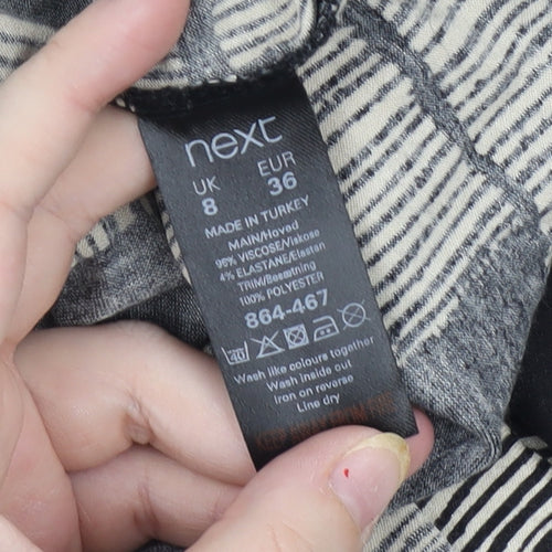 Next Women's Black Geometric Tank Top Size 8 Regular