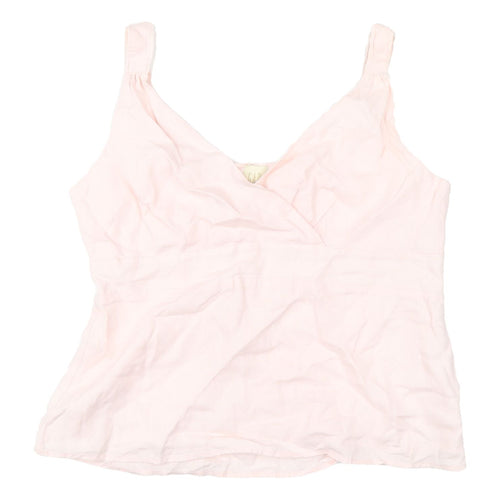 Gap Women Pink Linen Camisole V-Neck Tank Top L