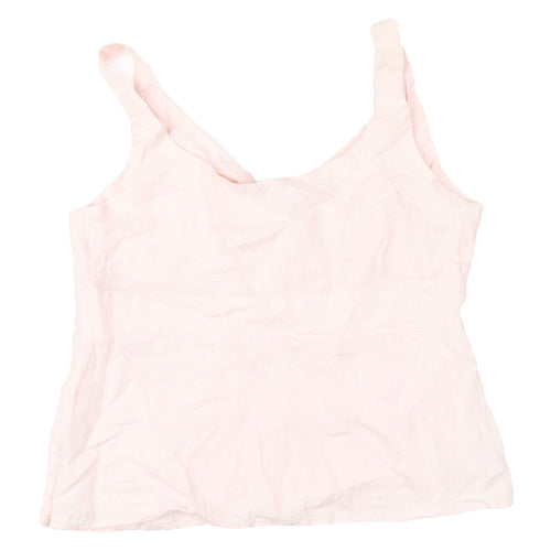 Gap Women Pink Linen Camisole V-Neck Tank Top L