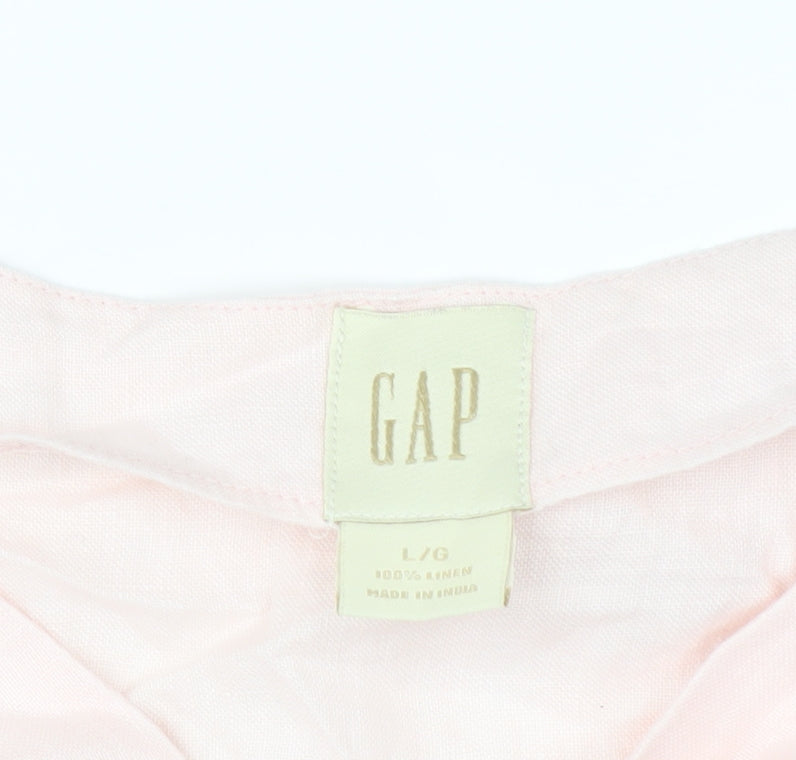 Gap Women Pink Linen Camisole V-Neck Tank Top L