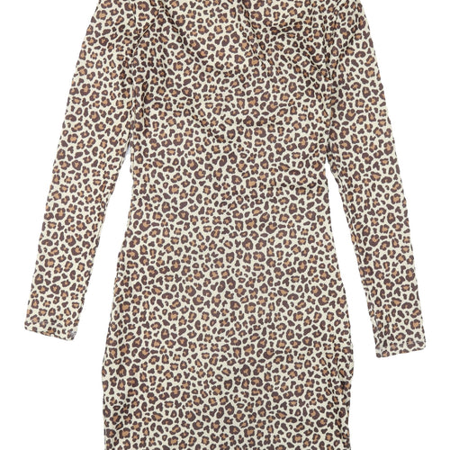 H&M Divided Leopard Print Bodycon Dress Size 12