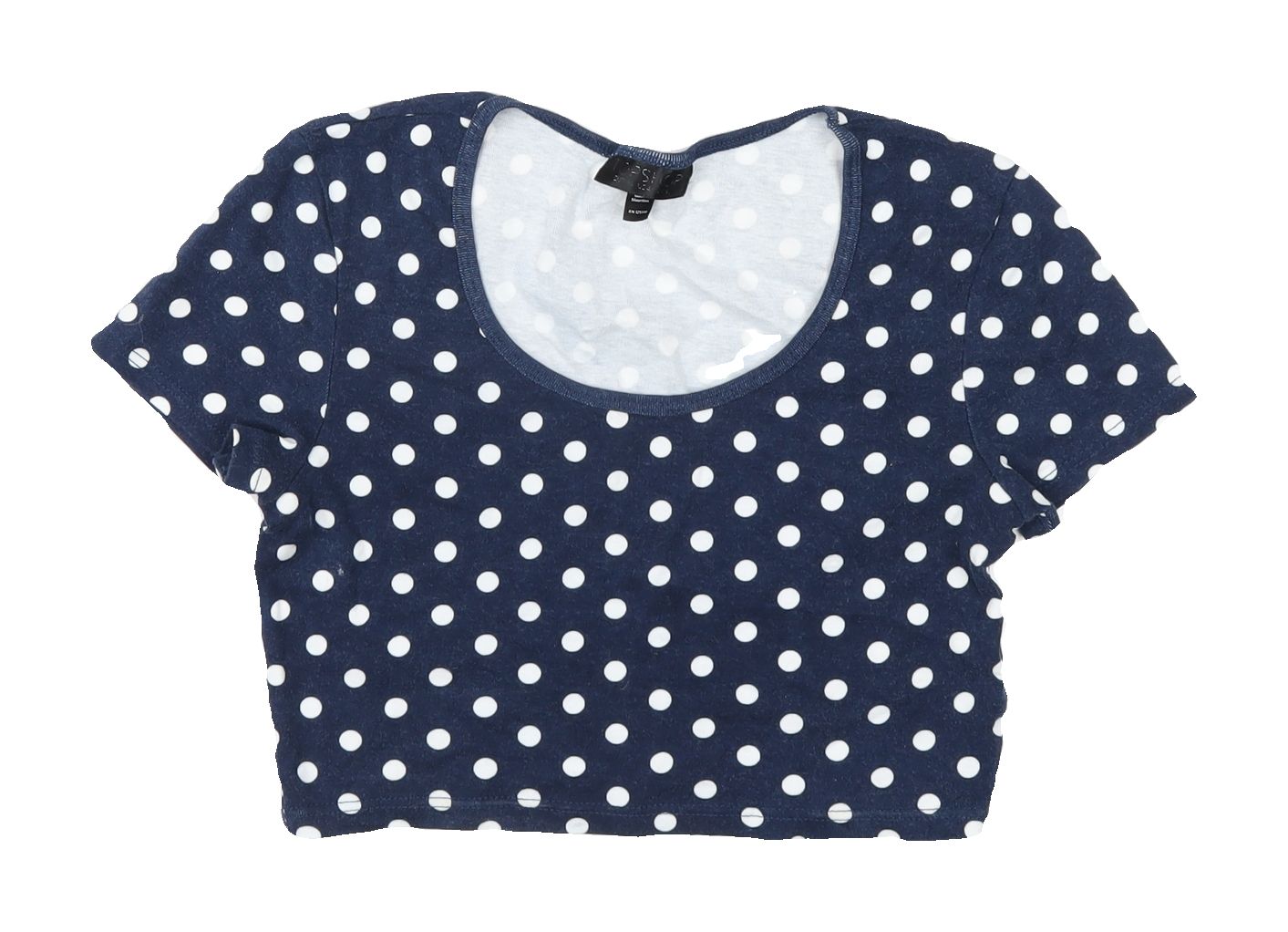 Topshop Women's Blue Cropped Polka Dot T-Shirt Size 8