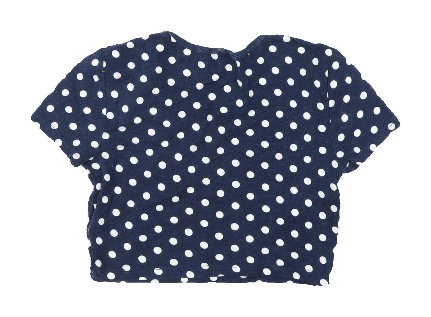 Topshop Women's Blue Cropped Polka Dot T-Shirt Size 8