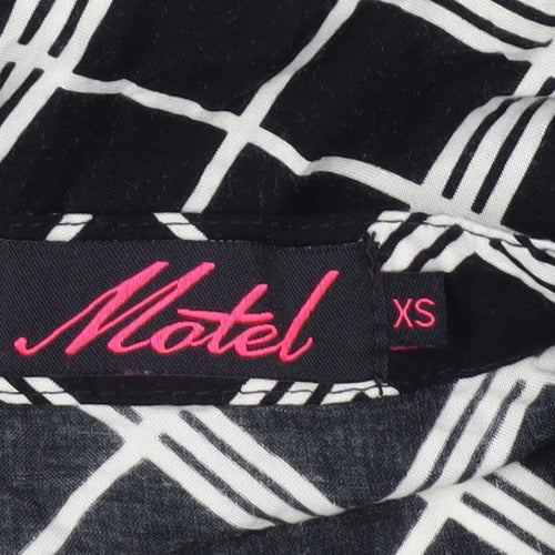 Motel Women's Black Check Tie Dress XS