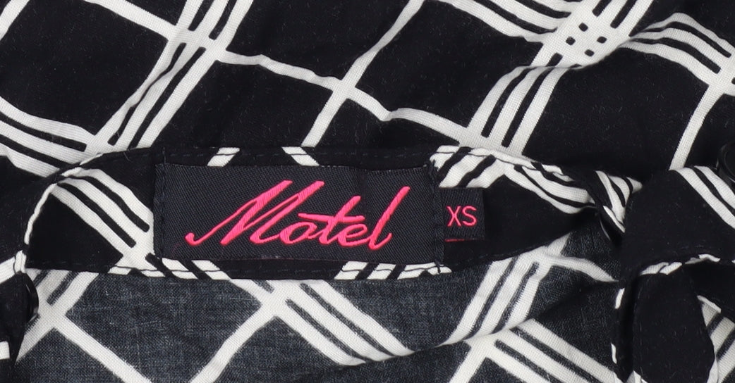 Motel Women's Black Check Tie Dress XS
