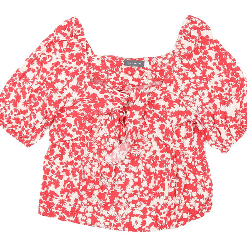 Mint Velvet Women's Red Floral Puff Sleeve Blouse