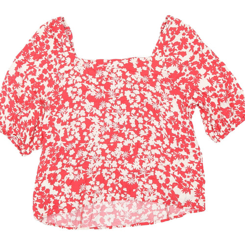 Mint Velvet Women's Red Floral Puff Sleeve Blouse