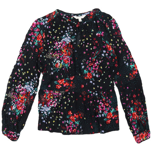 Marks and Spencer Women's Black Floral Blouse Size 10