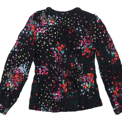 Marks and Spencer Women's Black Floral Blouse Size 10