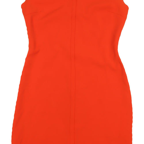 Zara Woman Orange Sheath Dress, Size 12, Short Sleeve