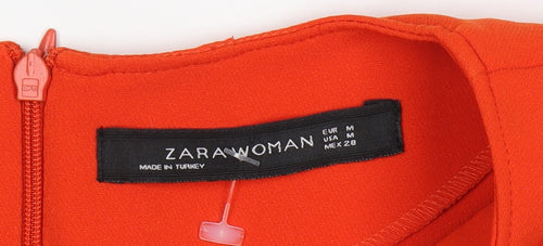 Zara Woman Orange Sheath Dress, Size 12, Short Sleeve