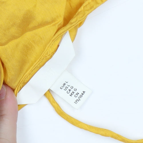 H&M Women's Yellow Viscose Dress, Size 12 - Elegant & Bright