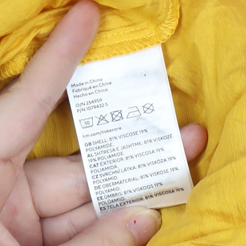 H&M Women's Yellow Viscose Dress, Size 12 - Elegant & Bright