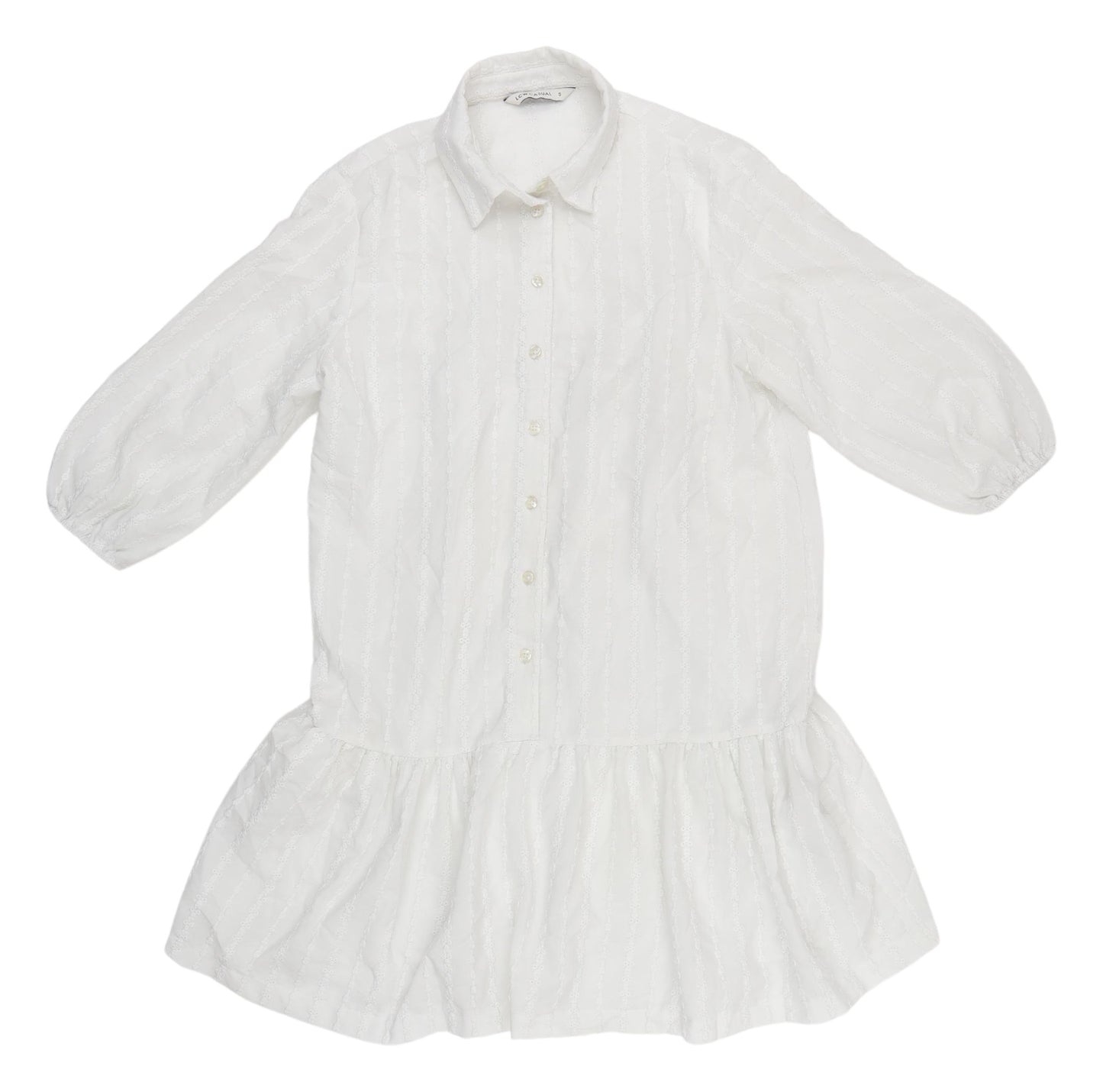 LCW Casual Women's White Collared Shirt Dress S