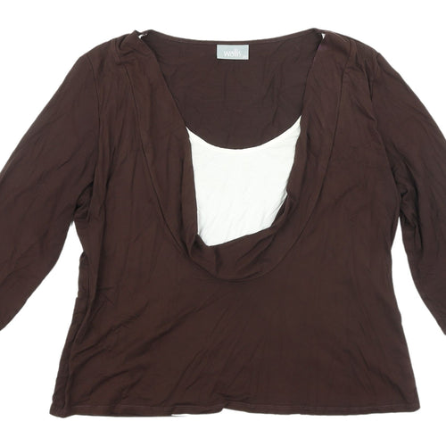 Wallis Women's Brown 3/4 Sleeve Cowl Neck Blouse Size 20