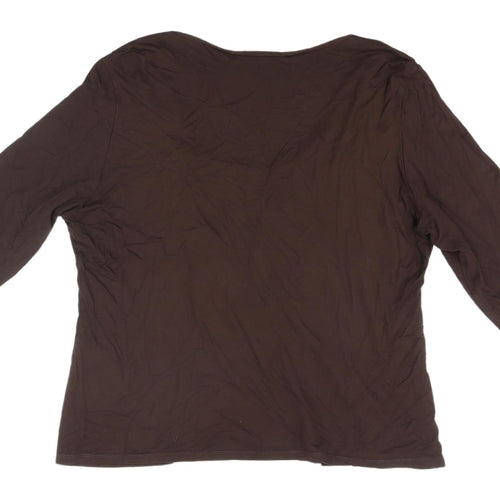 Wallis Women's Brown 3/4 Sleeve Cowl Neck Blouse Size 20