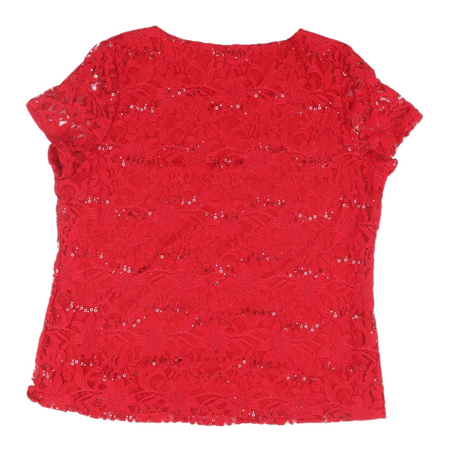Soon Women's Red Lace Blouse Size 18 Sequin Detail