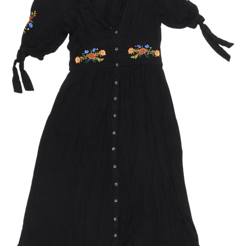 ASOS Women's Black Embroidered Dress UK 12