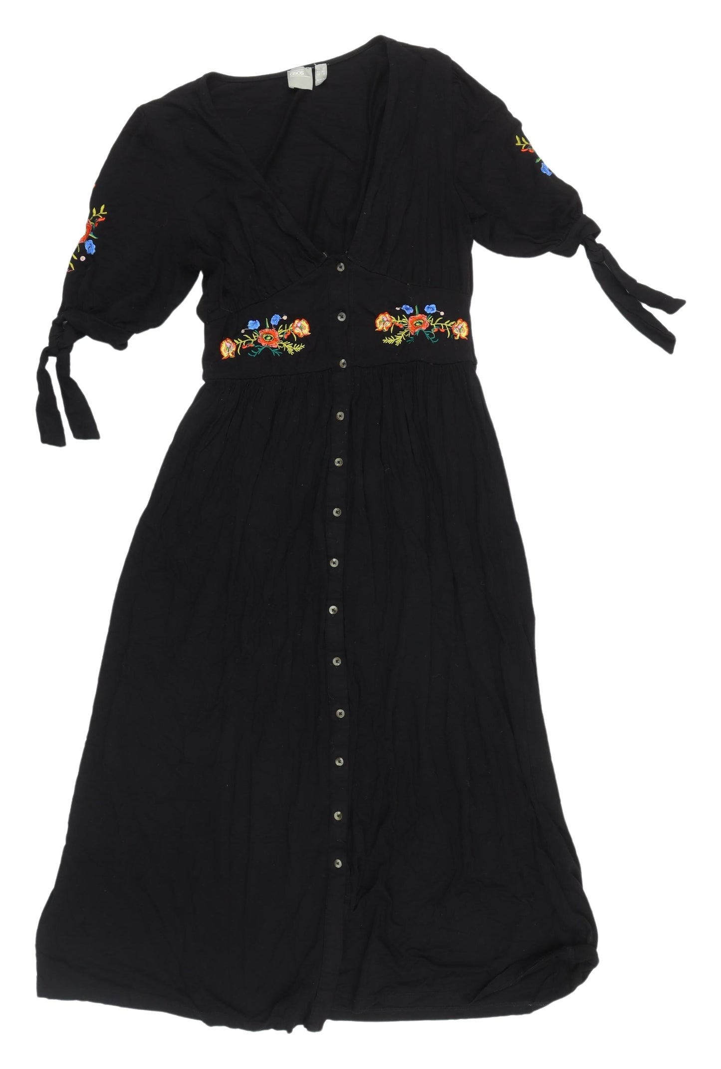 ASOS Women's Black Embroidered Dress UK 12