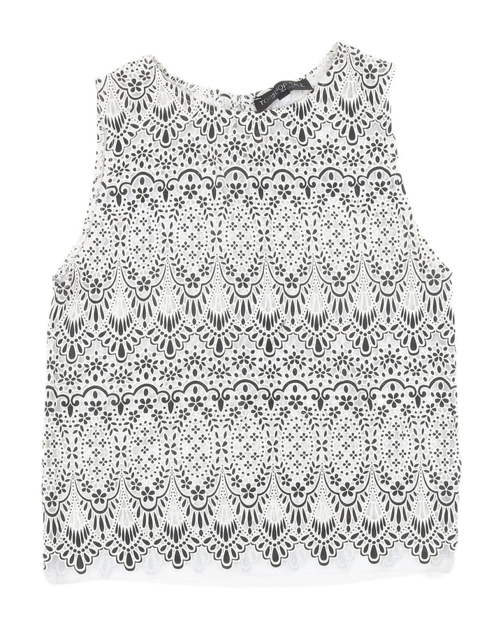 Topshop Tall White Cropped Lace Blouse Size 8