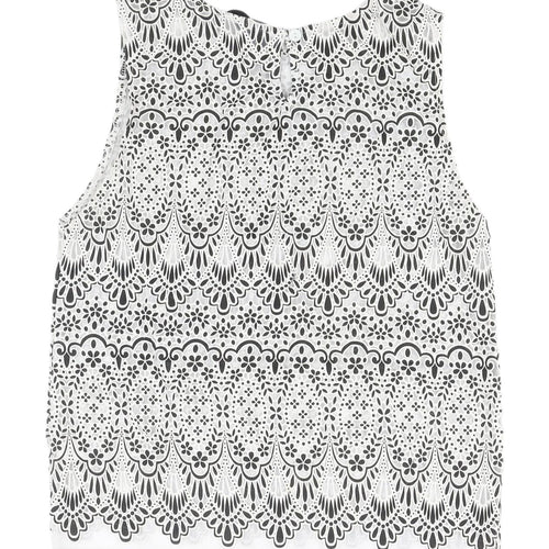 Topshop Tall White Cropped Lace Blouse Size 8